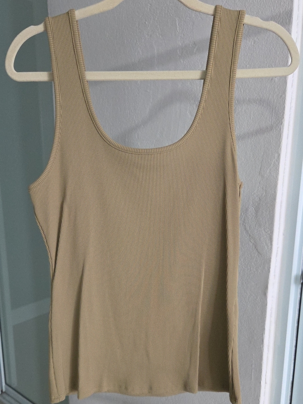 White House Black Market Ribbed Scoop Tank Top - Taupe